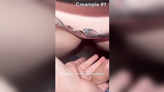 Hotwife gets 4 creampies at the gloryhole - gives hubby sloppy seconds - gloryhole creampie team fuck