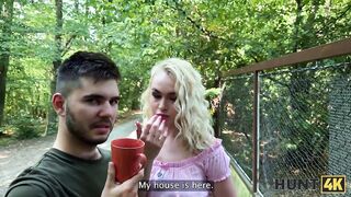 HUNT4K. Blond made her boyfriend cuckold and enjoyed the outdoor sex